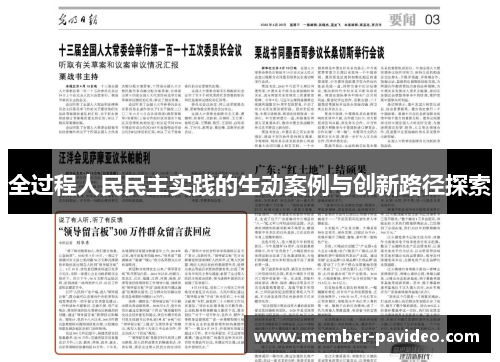 全过程人民民主实践的生动案例与创新路径探索